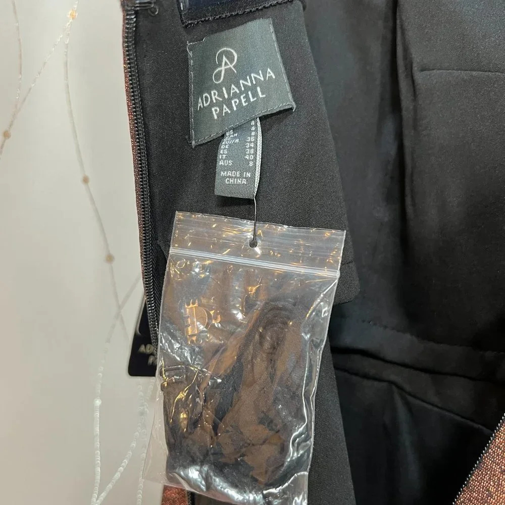 NWT Adrianna Papell Copper Shimmering Strapless Formal Gown $225 - Picture 9 of 10